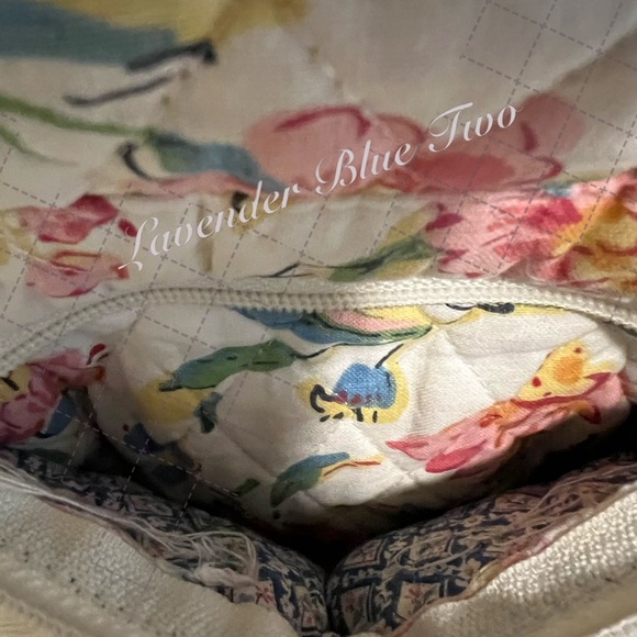 Vintage VERA BRADLEY Perennials 1998 Backpack Sling USA Cream Blue Pink Floral - Picture 4 of 17